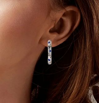 PLATA Pendientes aro Luna y Estrellas