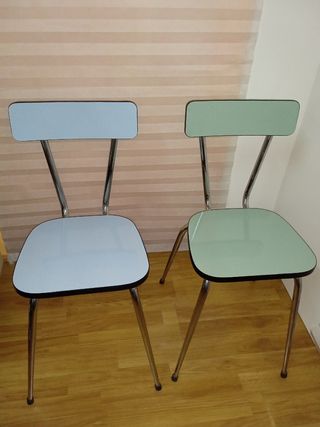 2 Sillas Vintage Cocina - Metal y Madera