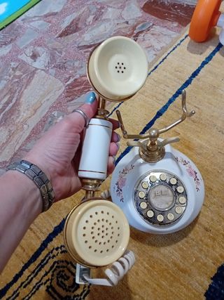 Telefono vintage ceramico oro-bianco
