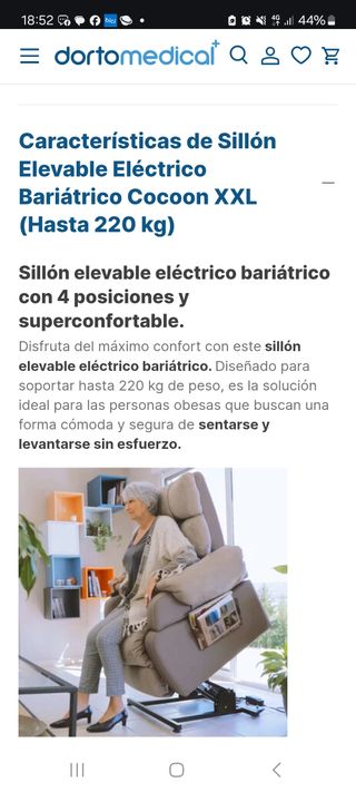 Sillón bariatrico elevable eléctrico XXL