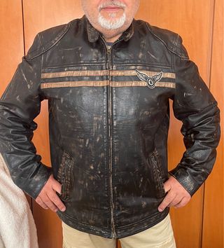GANGA! Chaqueta cuero hombre XL marron, negra