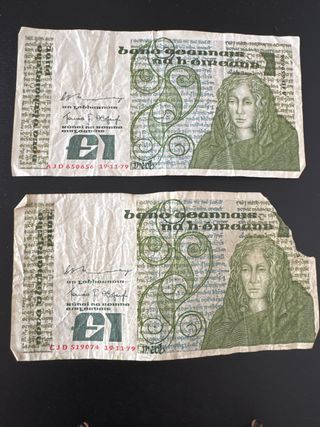 2 billetes antiguos Irlanda £1