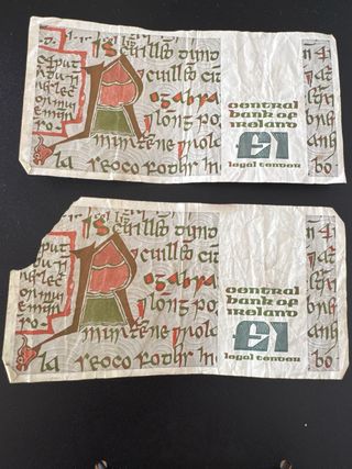 2 billetes antiguos Irlanda £1
