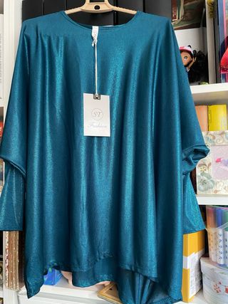 Blusa fiesta azul turquesa T-56.