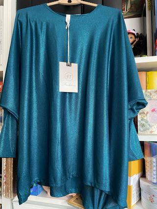 Blusa fiesta azul turquesa T-56.