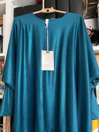 Blusa fiesta azul turquesa T-56.
