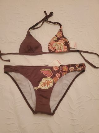 Bikini Etam marrón estampado
