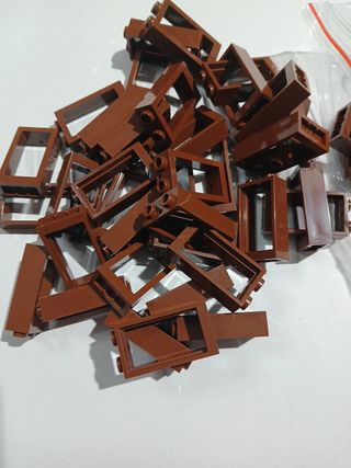 Lego window 1x2x3 reddish brown 25 peças novas