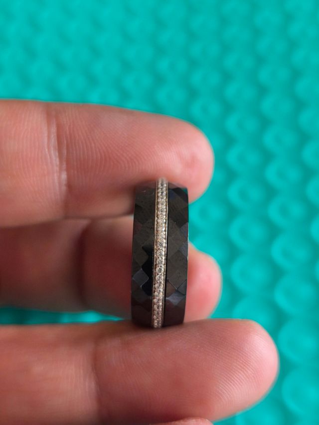 Anillo Ceranity de Plata 925 y Ceramica. Talla 16.