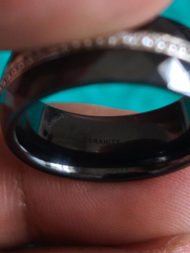 Anillo Ceranity de Plata 925 y Ceramica. Talla 16.