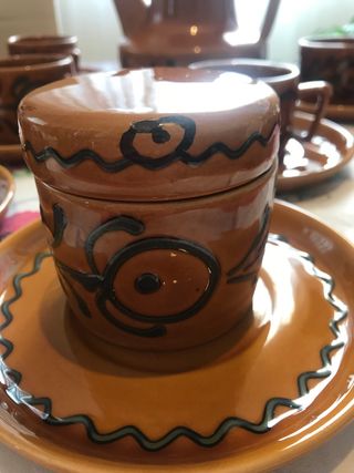 Juego de cafe en ceramica esmaltada vintage