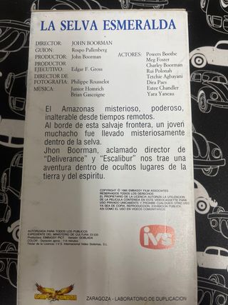 Película VHS La selva esmeralda