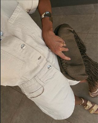 Mono corto denim beige