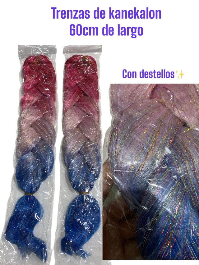Trenzas tricolor Kanekalon 60cm con brillo