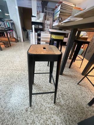 Taburete industrial madera-metal