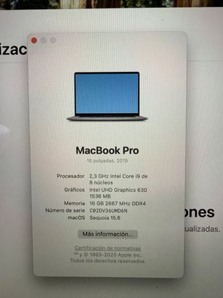 ordenador portátil Apple MacBook Pro 16inch 2019 i 