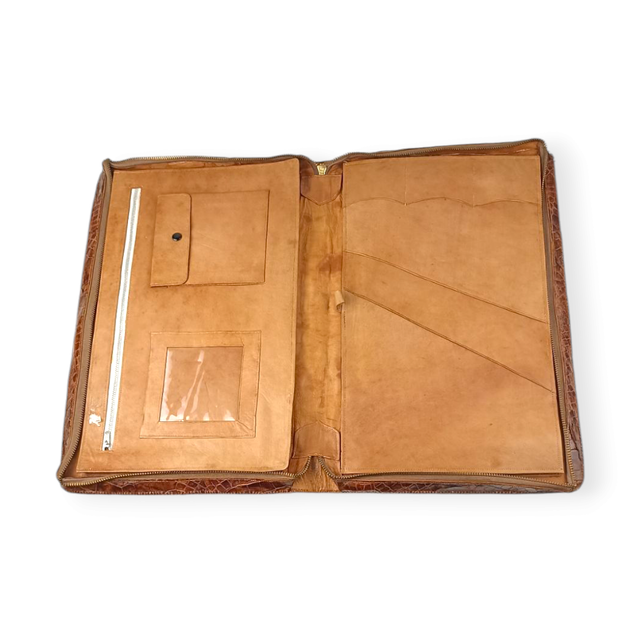 Porta documentos o portafolio de piel de cocodrilo