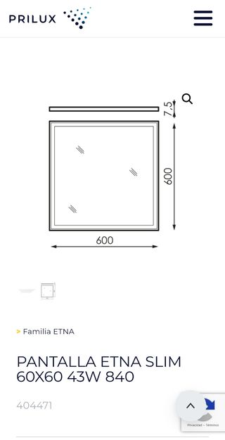 2 Pantallas LED Prilux Etna 60x60