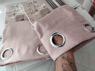 2 Tende Prima Coprente 130x270 Rosa Lavorato