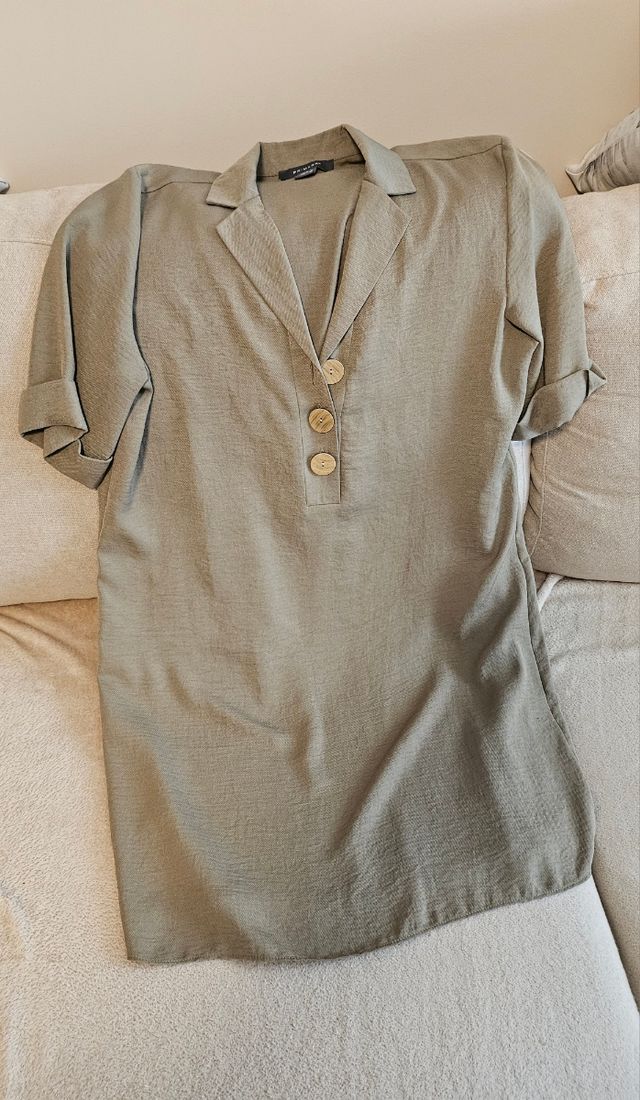 Vestido camisola verde oliva