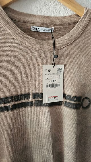 Camiseta beige Zara talla L