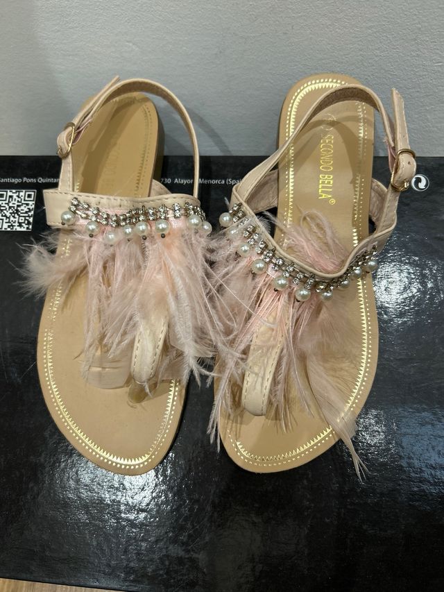 Sandalia mujer rosa palo