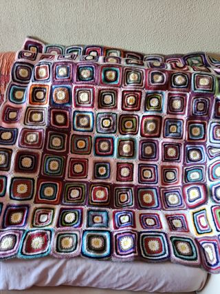 Manta crochet lana multicolores