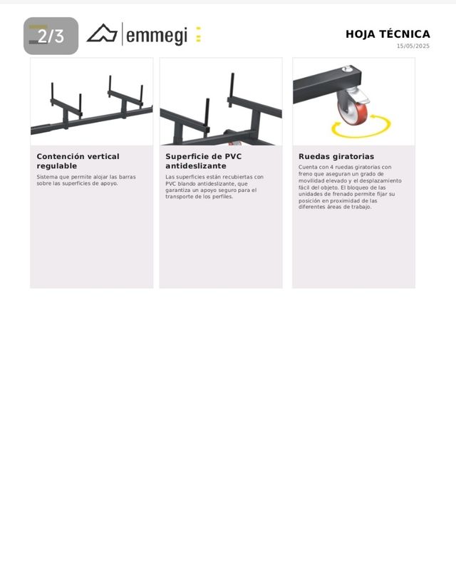Carro para perfiles de aluminio