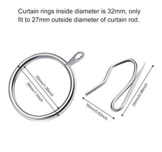 28 Anillas de cortina Metalicas Plateadas