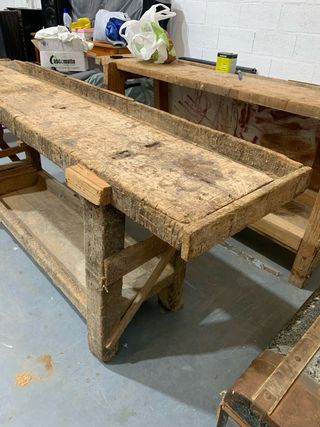 Mesa carpintero antigua de madera