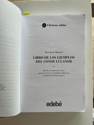 Libro El conde Lucanor de Don Juan Manuel