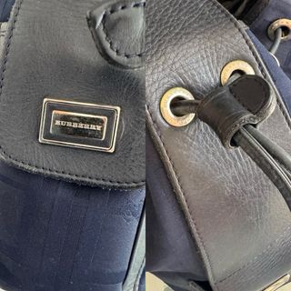 BORSA A SACCO BURBERRY VINTAGE BLUE CANVAS Y IN PELLE