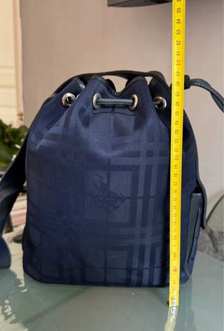 BORSA A SACCO BURBERRY VINTAGE BLUE CANVAS Y IN PELLE