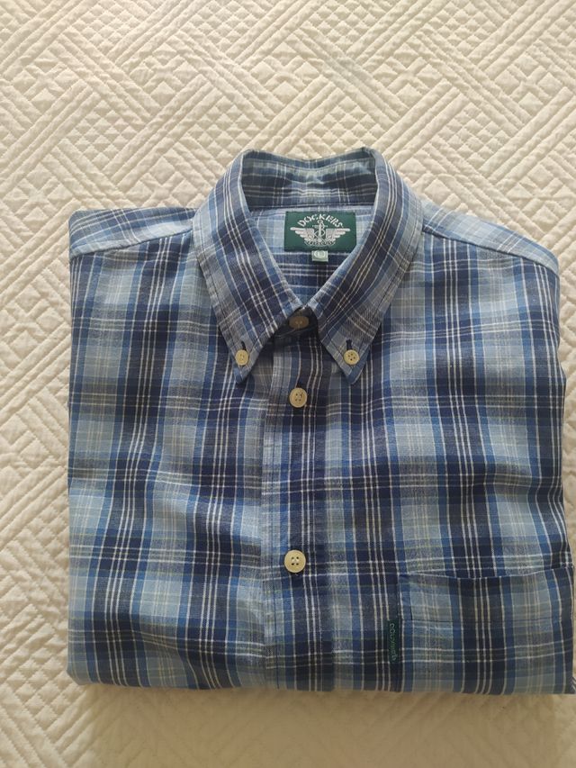 Camisa Dockers, azul de cuadros, talla L