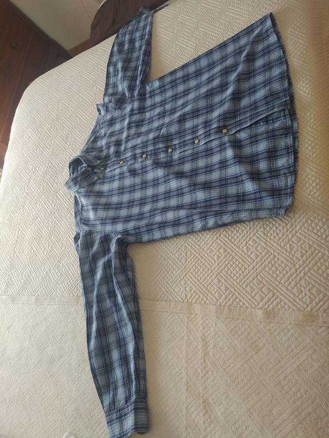 Camisa Dockers, azul de cuadros, talla L