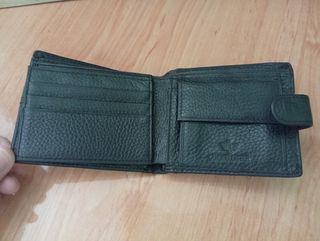 cartera negra de bolsillo de piel, tarjetero