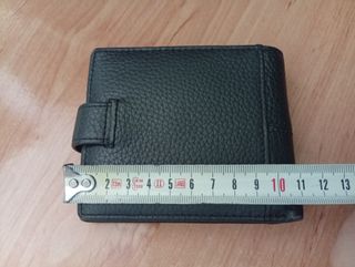 cartera negra de bolsillo de piel, tarjetero