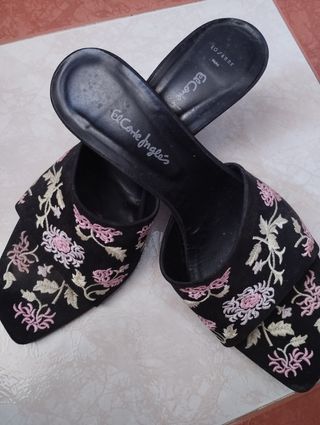 Sandalias El Corte Inglés - negras y rosas