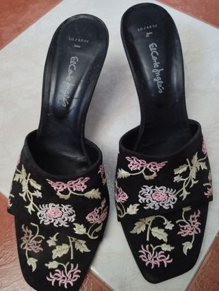 Sandalias El Corte Inglés - negras y rosas
