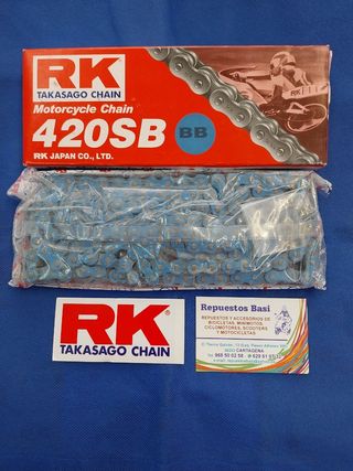 CADENA RK 420 REFORZADA COLOR AZUL 140 PASOS