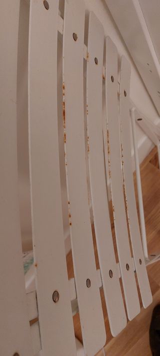 Silla plegable blanca metal y madera
