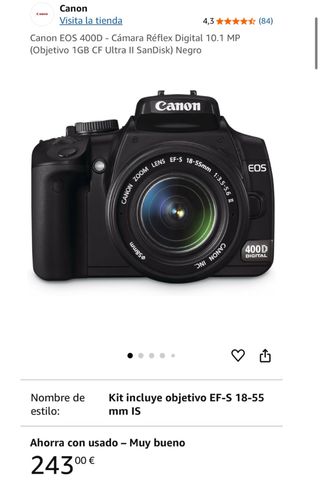 Canon EOS 400D cámara reflex con 18-55mm