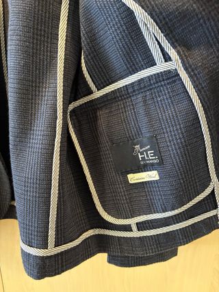 Americana Mango Hombre Azul Lana