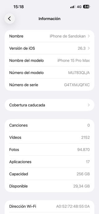 iPhone 15 Pro Max 256GB, 5G, plata