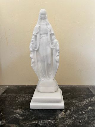 Escultura Virgen en Mármol Blanco Macael