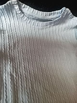 Blusa azul claro flores-Manga larga