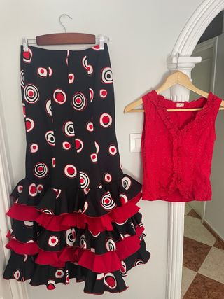 Traje Flamenca niña 36 - rojo y negro