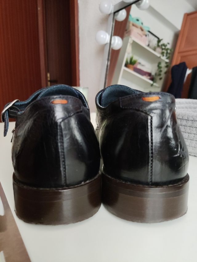 Zapatos De Piel azul/negro