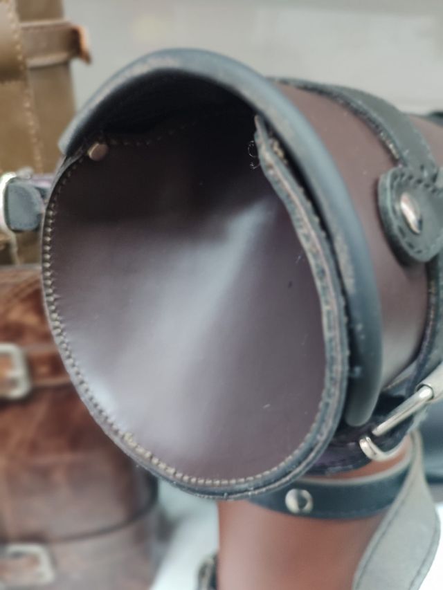 Barilotto bussolotto borsa moto pelle marrone nero