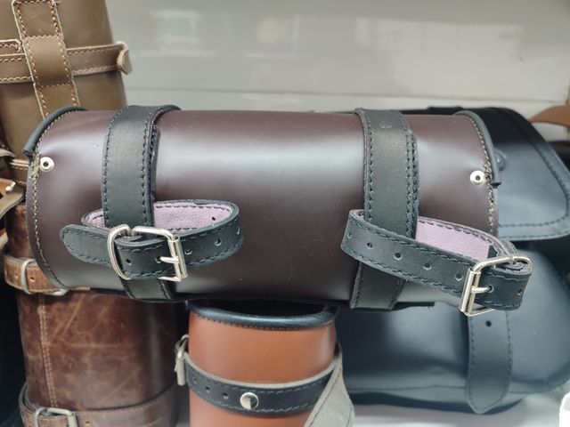 Barilotto bussolotto borsa moto pelle marrone nero